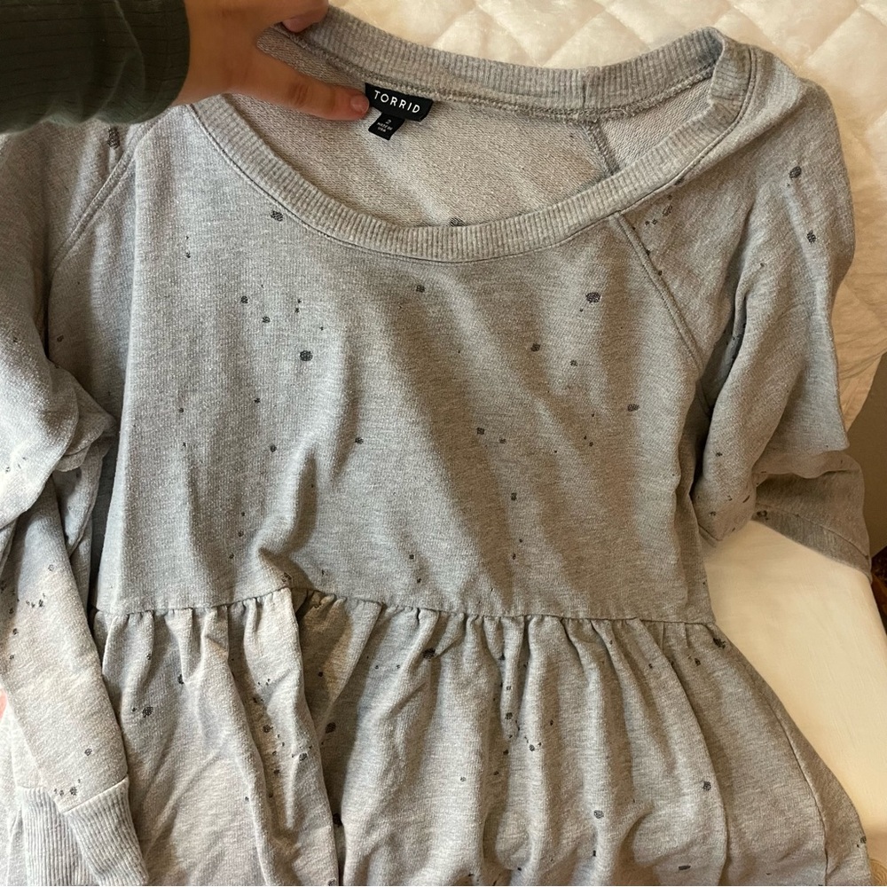 Torrid Light Gray Speckled Babydoll Top